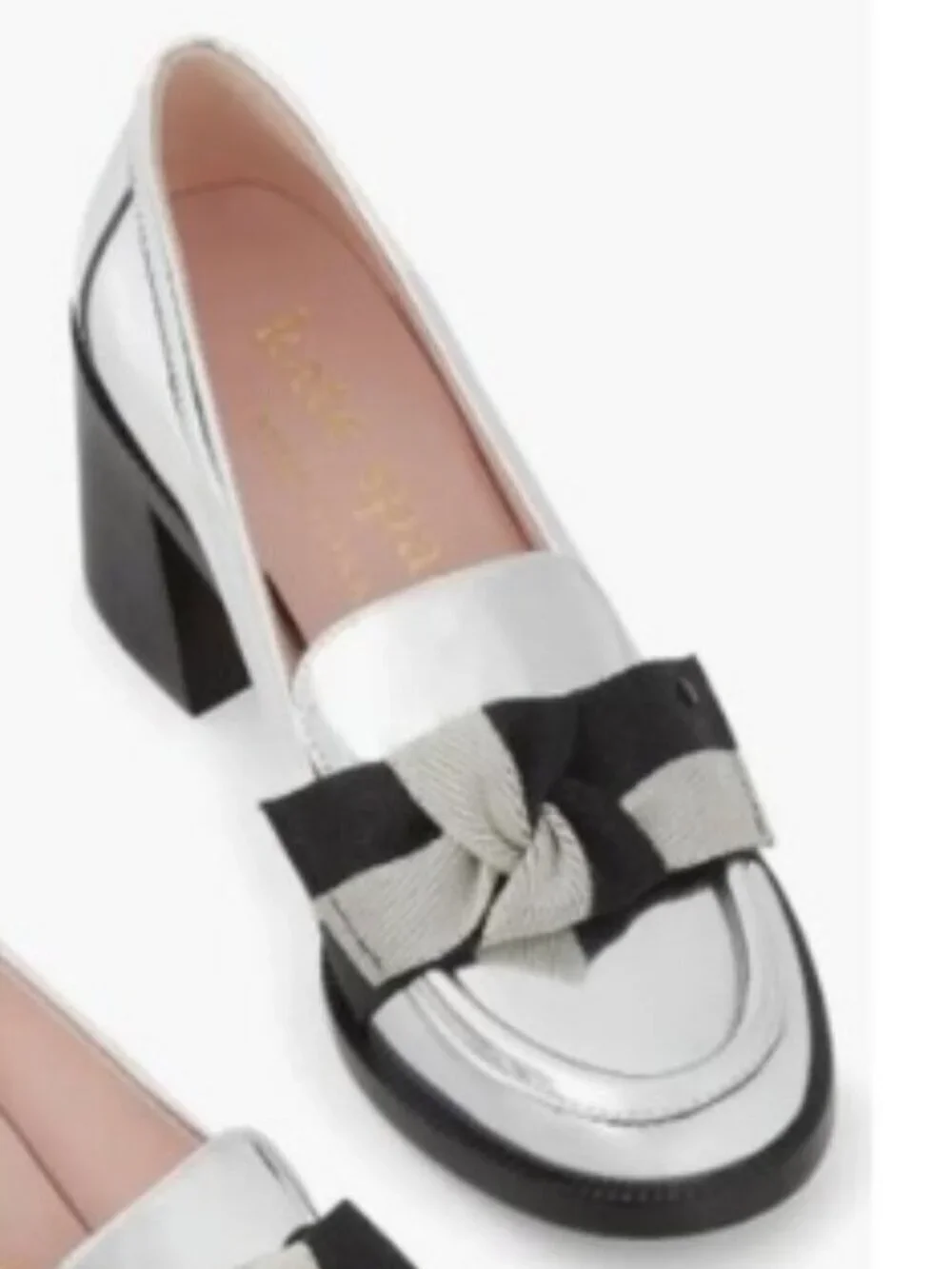 Kate Spade New York Leandra Block Heel Loafers – Silver – Size 9 – NWT